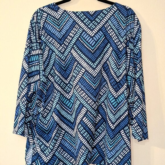 Alfred Dunner Women's Plus Size Blue Geometric Print Blouse – Size 3X - Picture 3 of 3